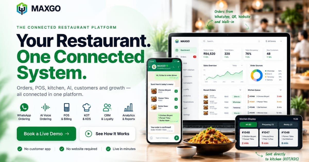 MaxGo — WhatsApp-first commerce and restaurant operations platform